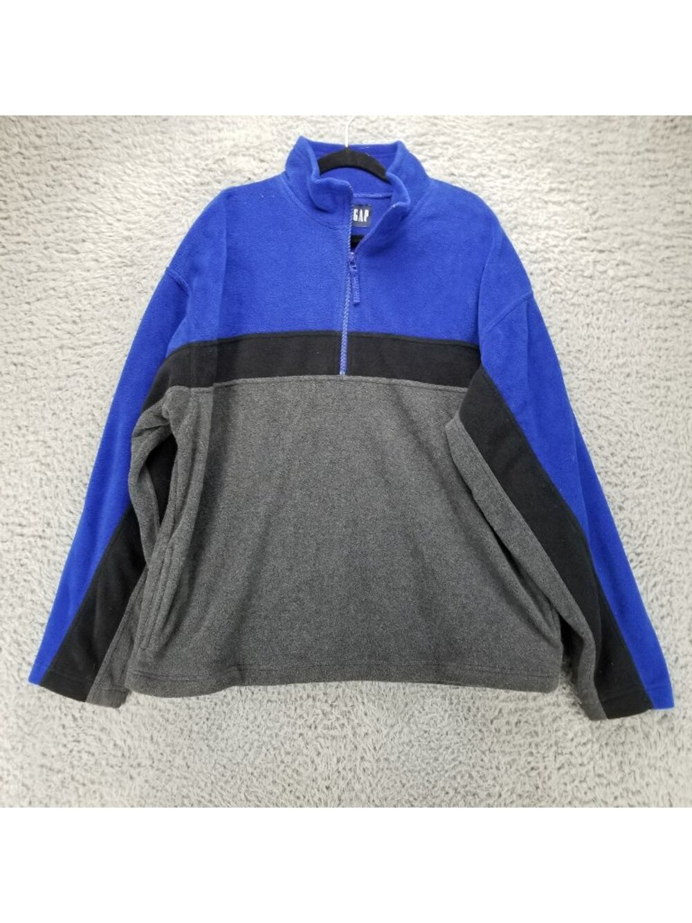GAP Sweater Mens XL Blue & Gray Half Zip Fleece Pullover